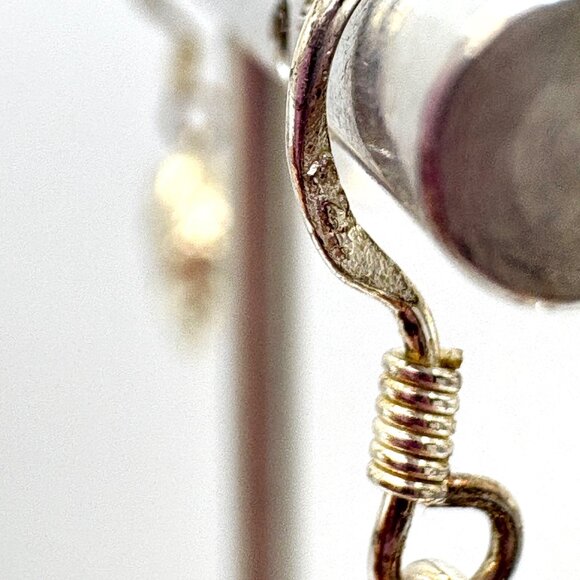 VTG Sterling Silver 925 Elephant Textured Dangle Earrings Size 1" Length - Picture 7 of 10